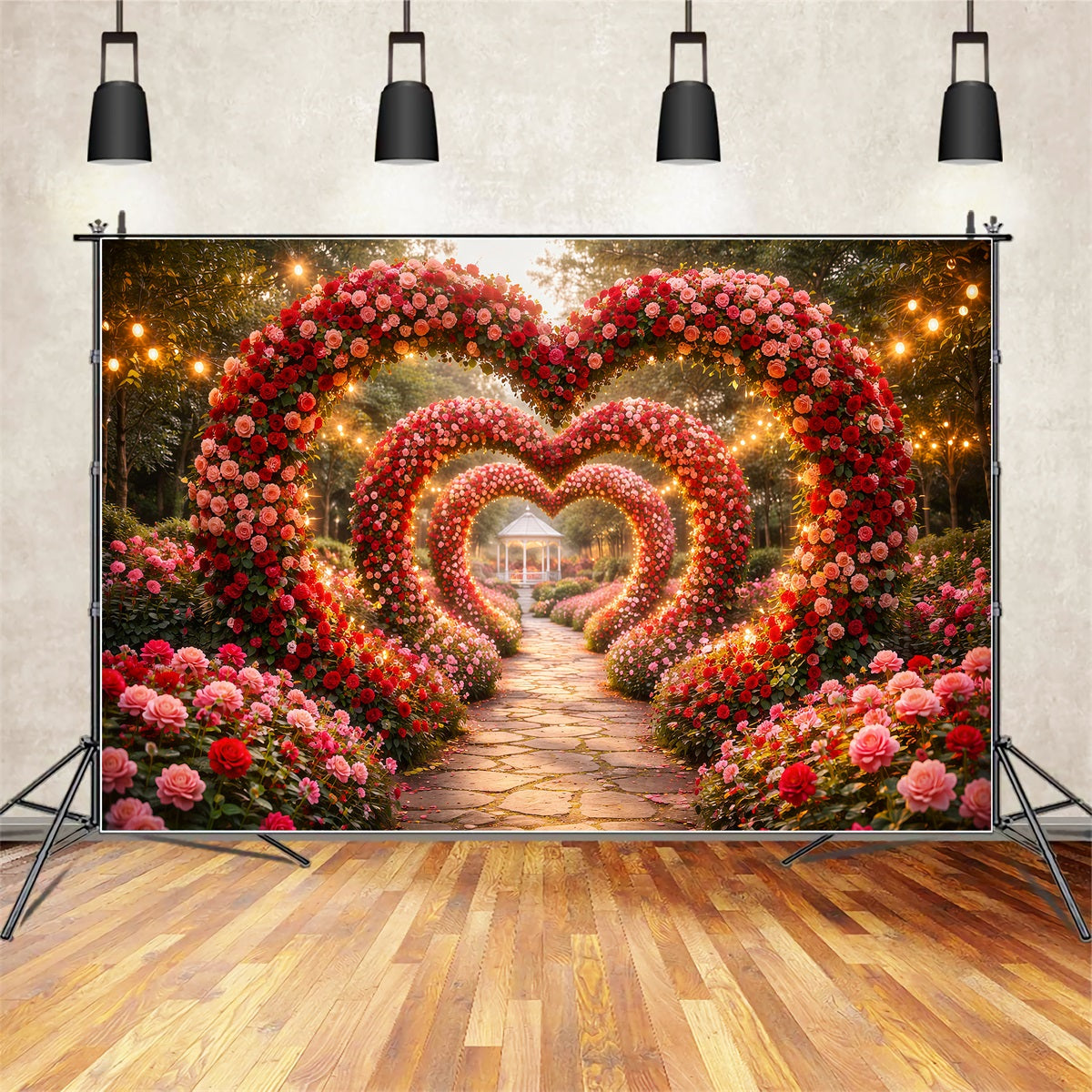 Valentine's Day Backdrop Enchanted Flower Heart Tunnel Valentine Backdrops LXX512-168