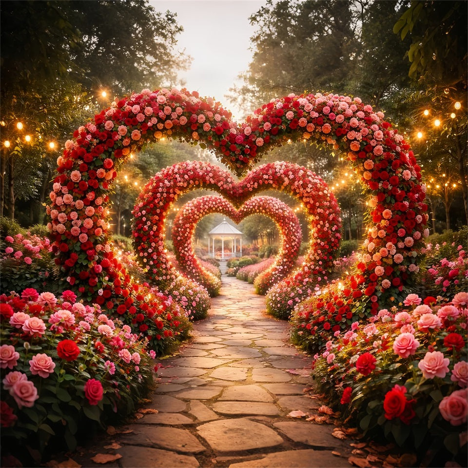 Valentine's Day Backdrop Enchanted Flower Heart Tunnel Valentine Backdrops LXX512-168