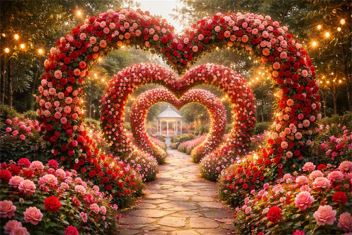 Valentine's Day Backdrop Enchanted Flower Heart Tunnel Valentine Backdrops LXX512-168