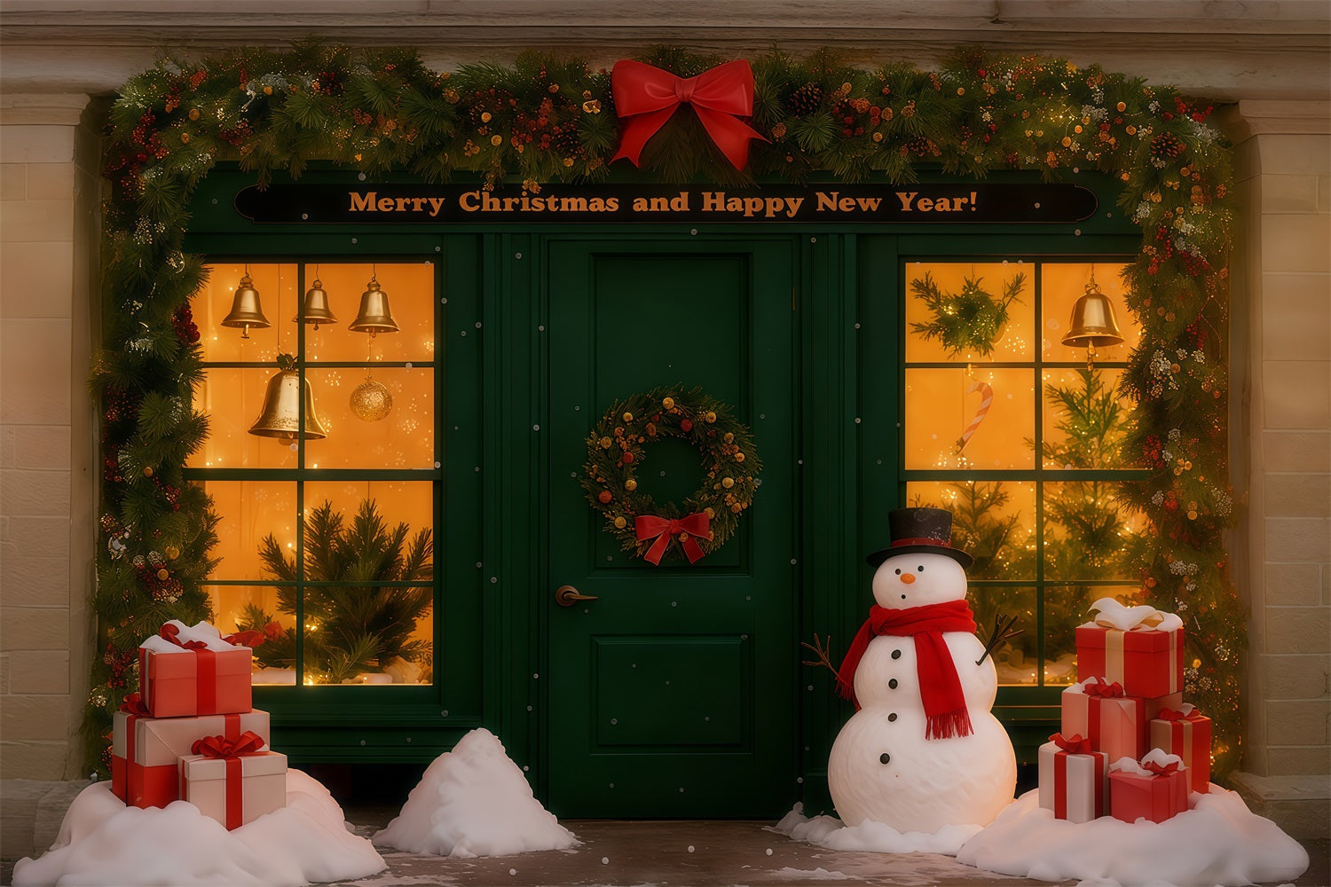 New Year's Backdrops Snowy Christmas Shop Happy New Year 2026 Backdrop LXX512-17