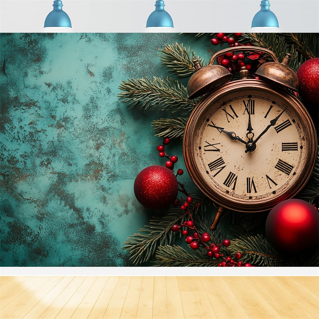 New Year Backdrop Vintage Countdown Holiday Accents Clock Photo Backdrop LXX512-22