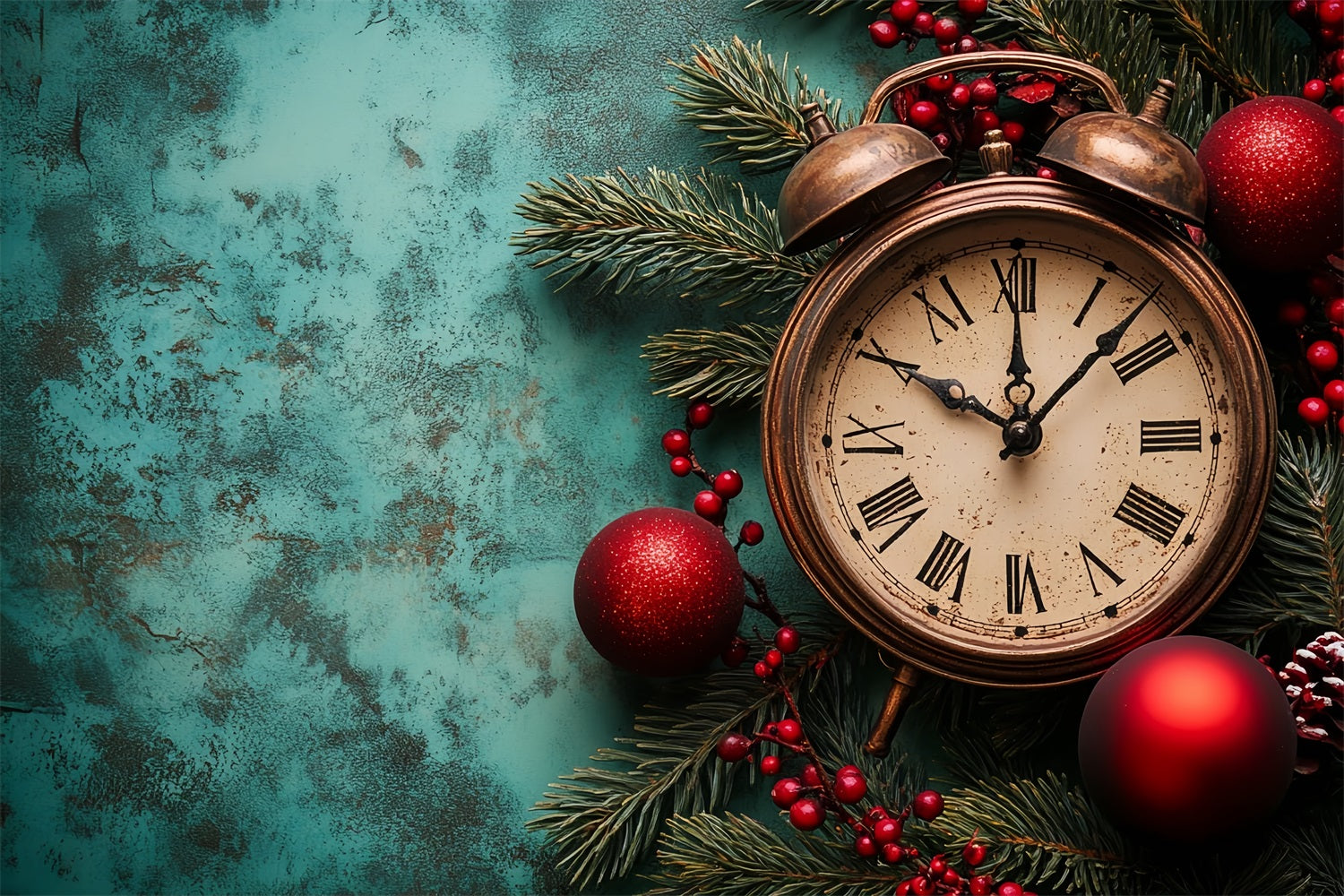 New Year Backdrop Vintage Countdown Holiday Accents Clock Photo Backdrop LXX512-22