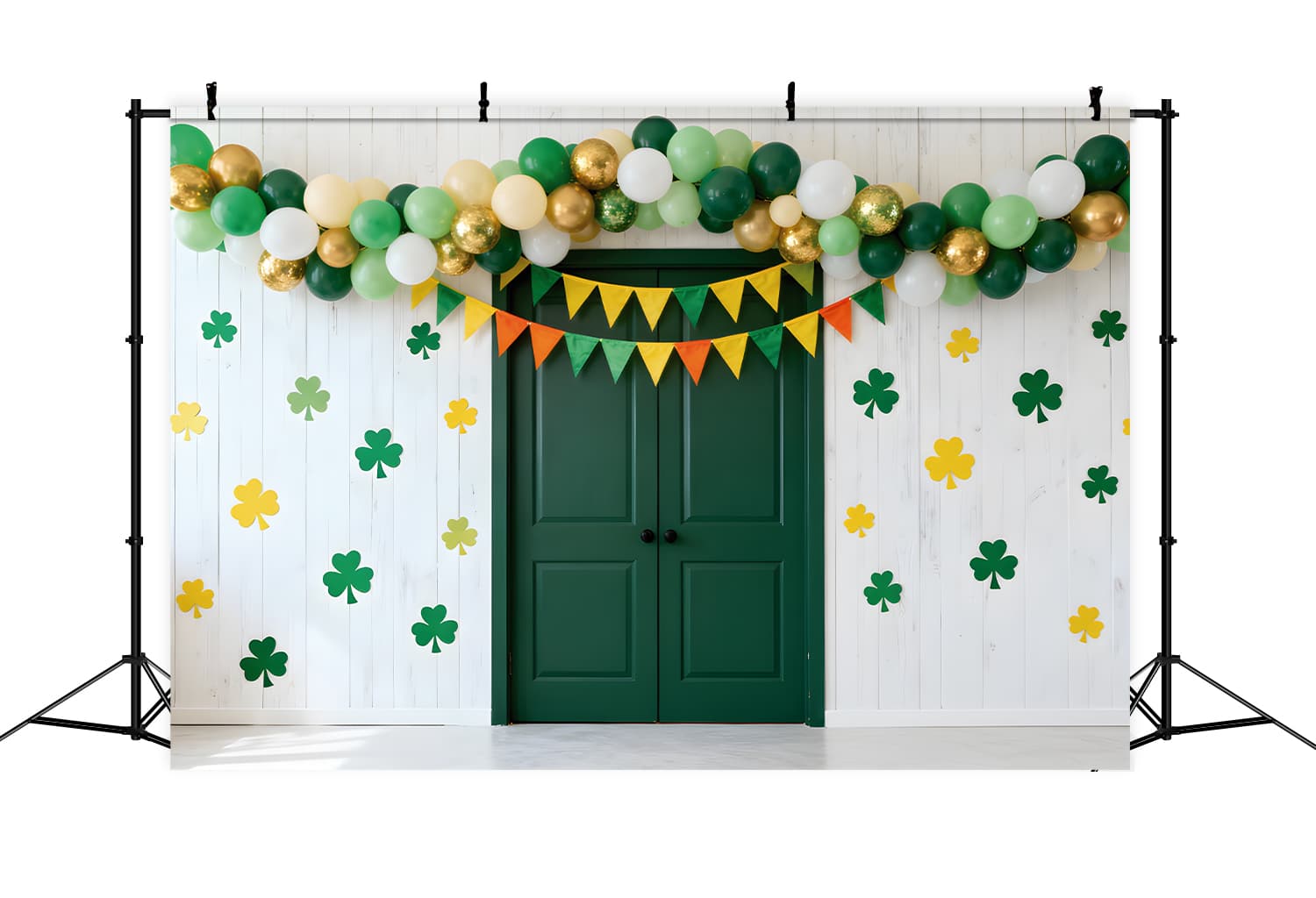 St Patricks Day Backdrop Green Door Shamrock Balloon St Patrick Backdrop LXX512-27