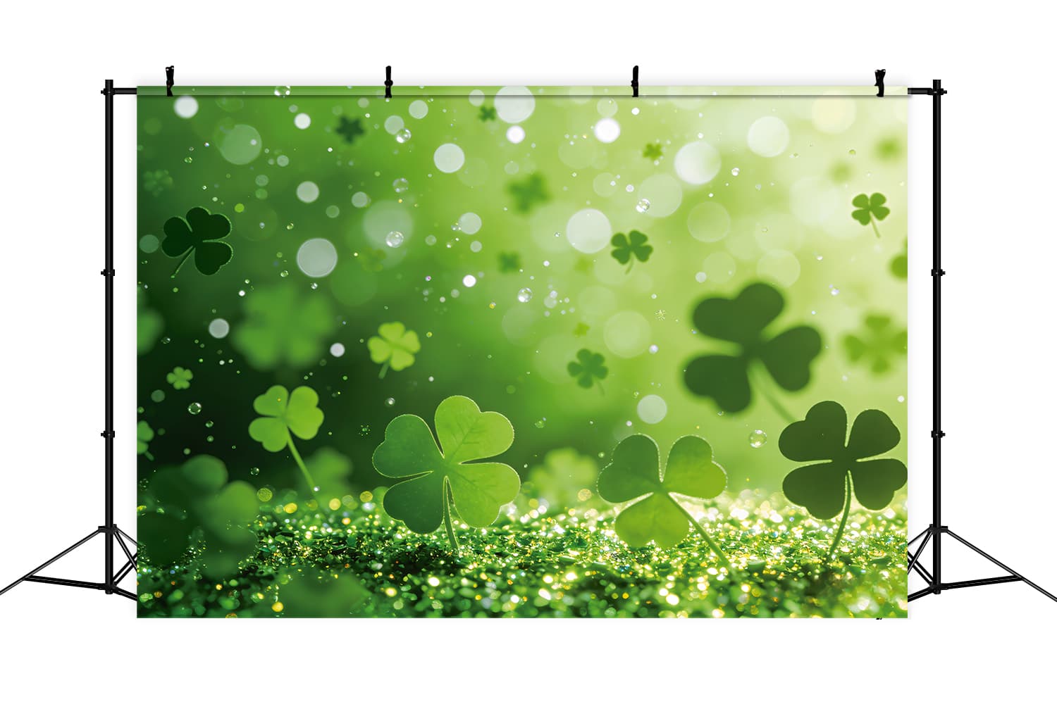 St Patrick's Day Photo Backdrops Soft Bokeh Clover Glow Lucky One Backdrop LXX512-41