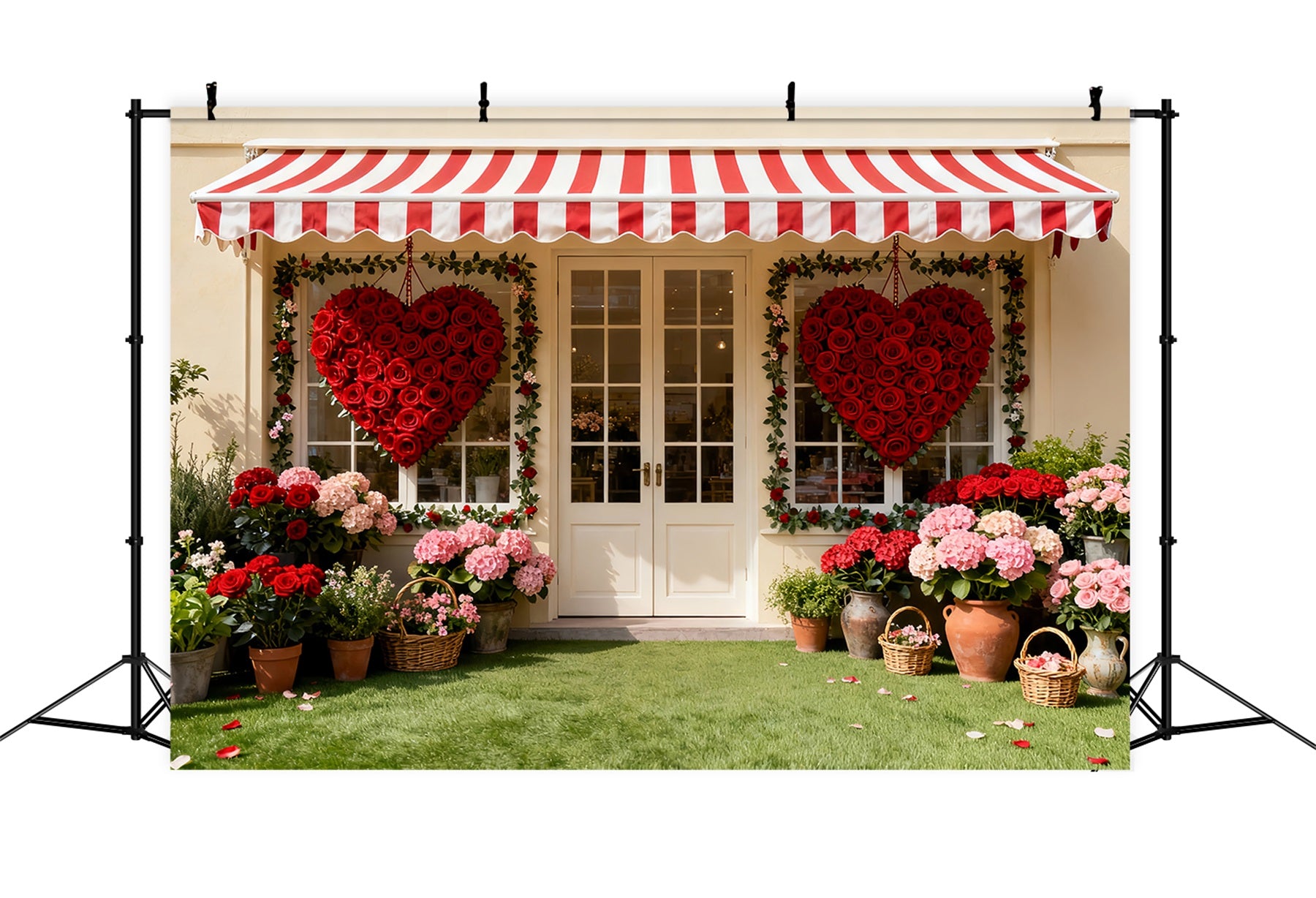 Rose Heart Backdrop Heart Garden Shopfront Roses Romantic Backdrop LXX512-49