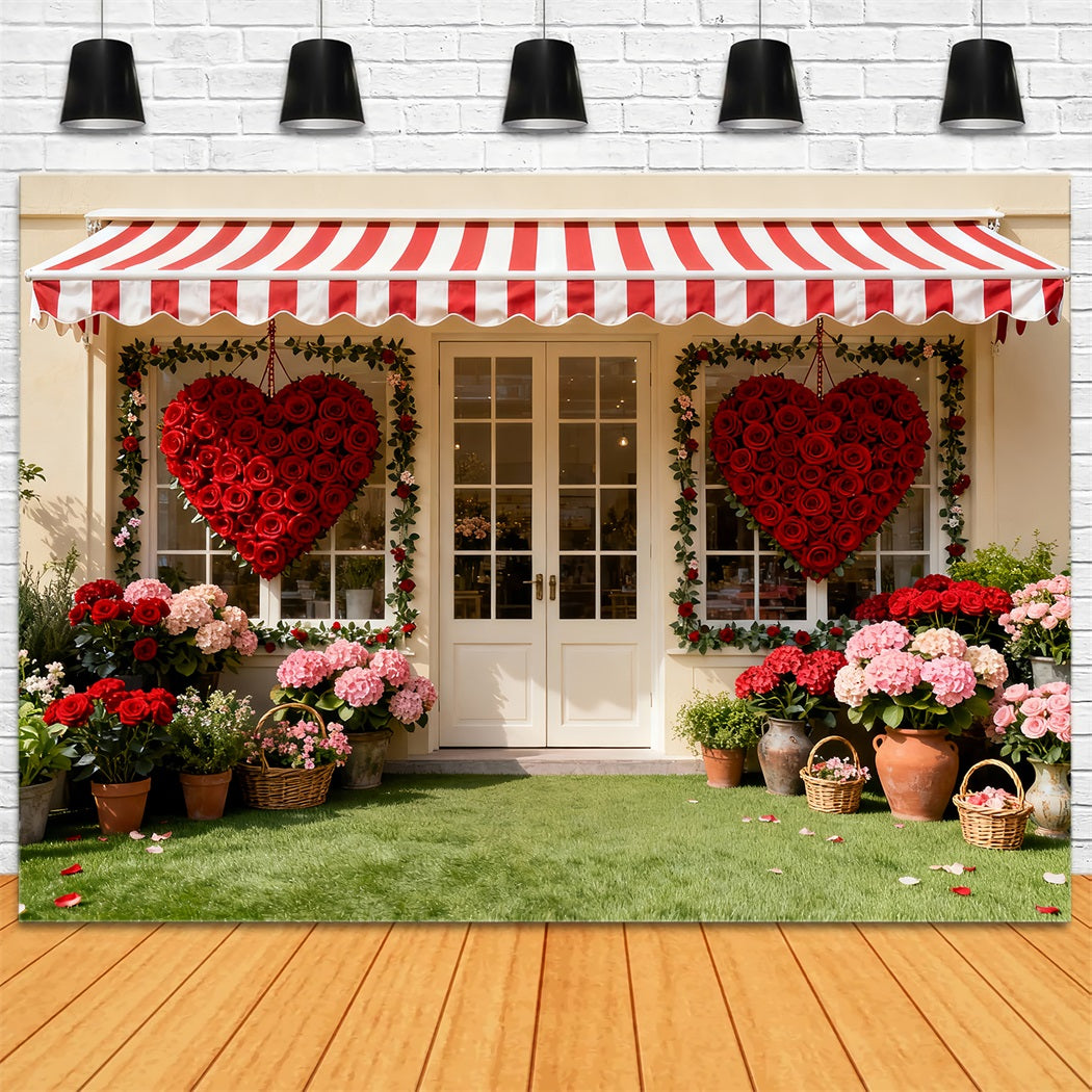 Rose Heart Backdrop Heart Garden Shopfront Roses Romantic Backdrop LXX512-49