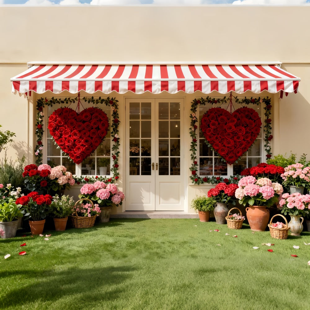 Rose Heart Backdrop Heart Garden Shopfront Roses Romantic Backdrop LXX512-49