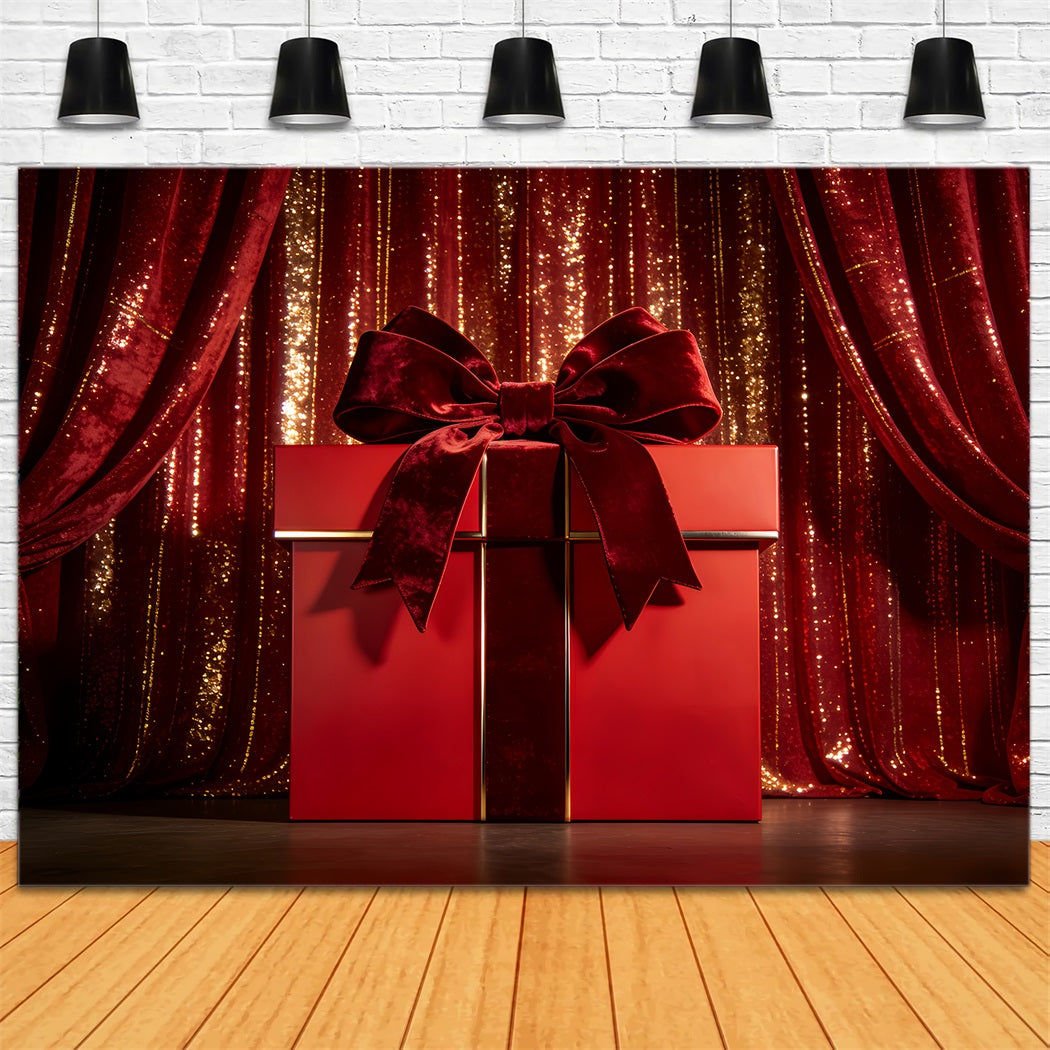 Gift Box Valentine Backdrop Velvet Curtain Bow Stage Valentine Backdrop LXX512-88