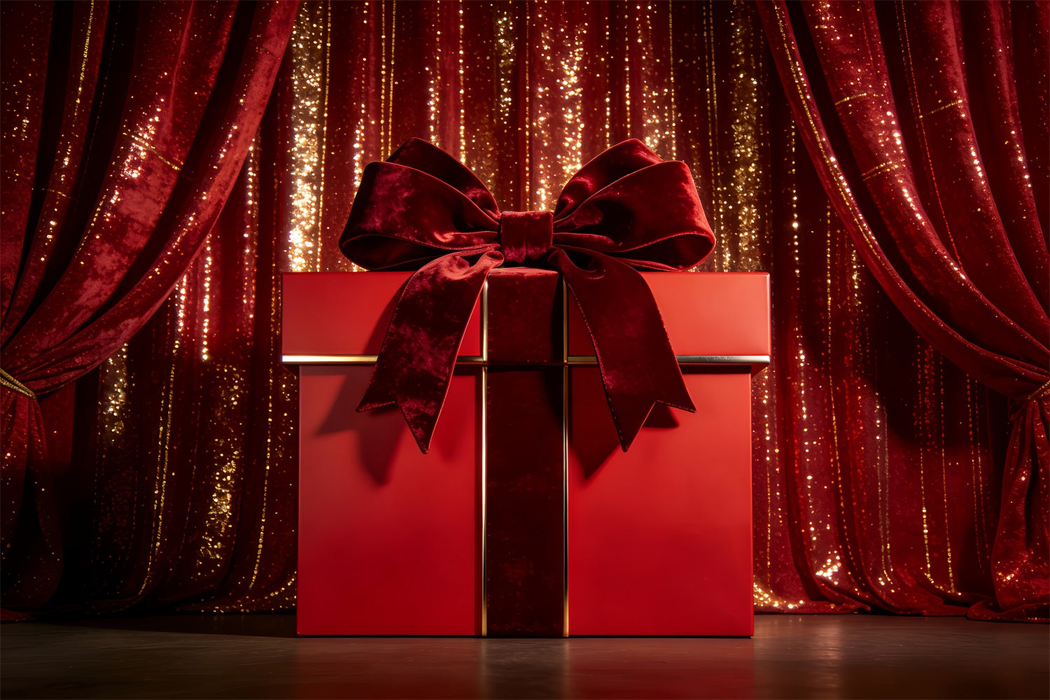 Gift Box Valentine Backdrop Velvet Curtain Bow Stage Valentine Backdrop LXX512-88