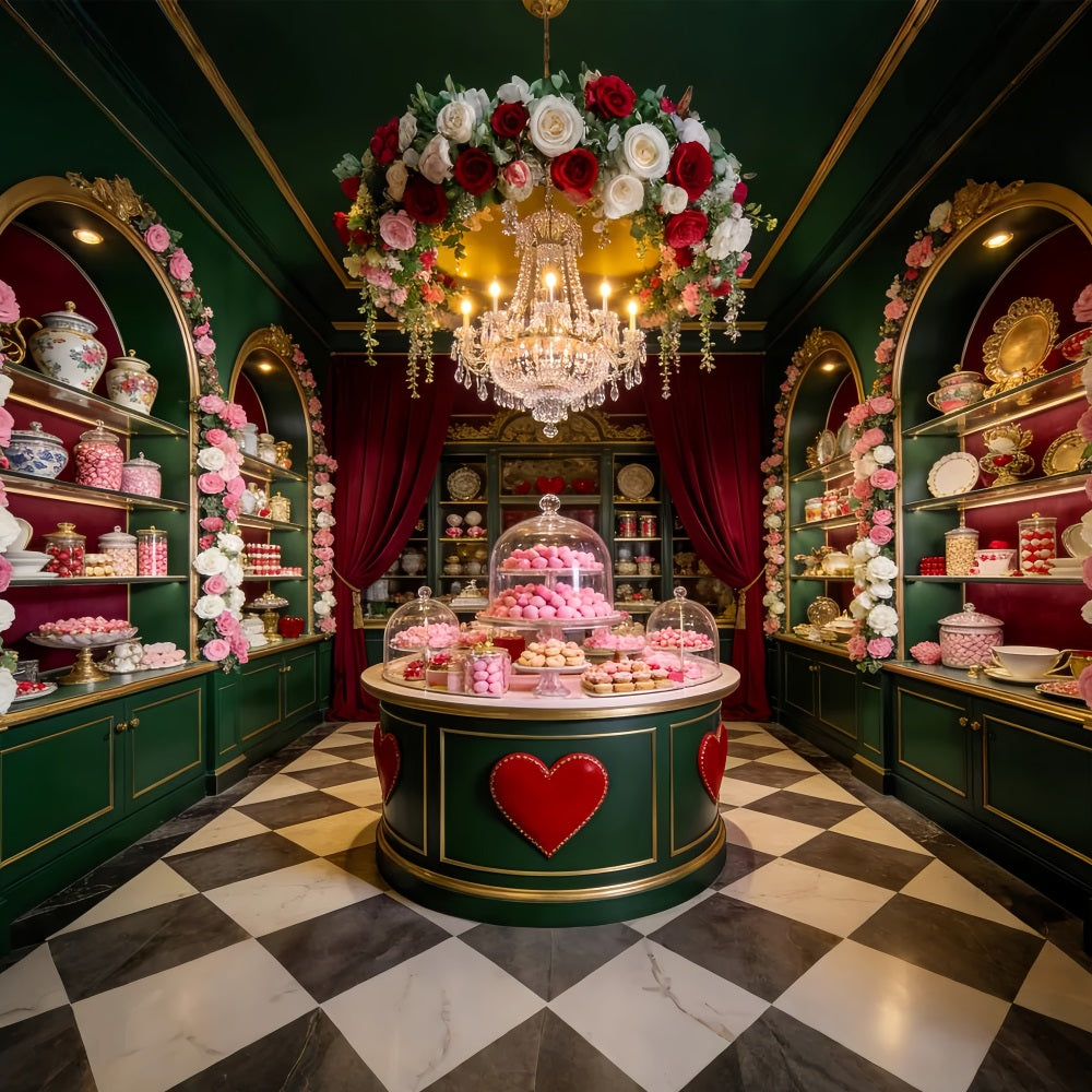 Candy Shop Valentine Backdrop Sweet Dessert Table 90s Valentine Backdrop LXX512-99