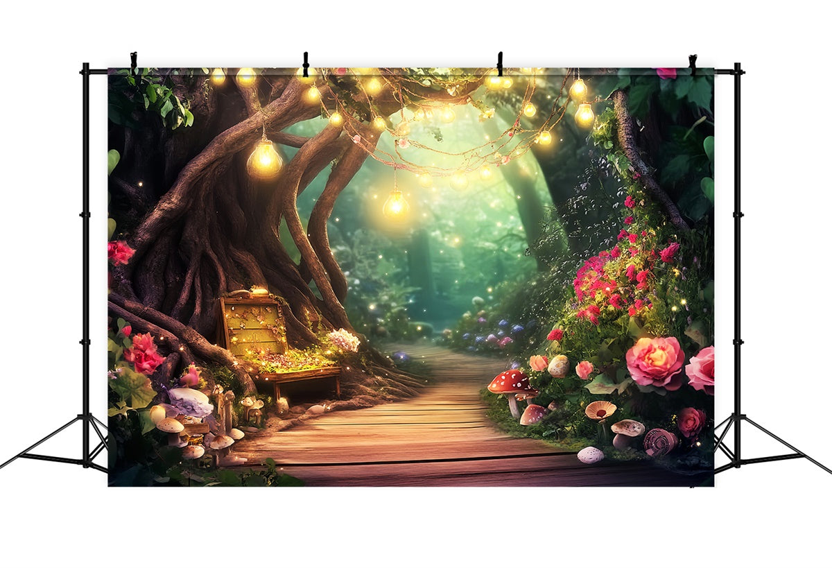 Magical Forest Backdrop Mushroom Pathway Glow Backdrop LXX57-117