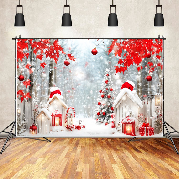 Christmas Forest Backdrop Red Maple Holiday Backdrop LXX57-124