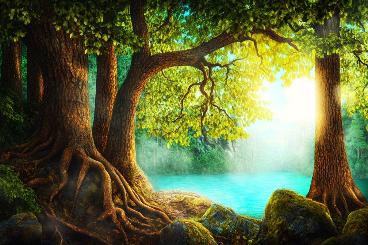 Forest Backdrops Ancient Tree Calm Waters Backdrop LXX57-136