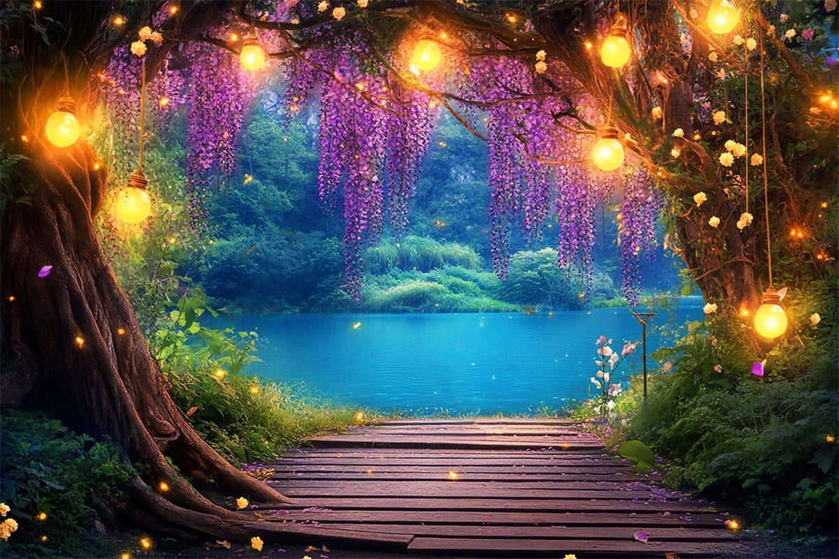 Forest Backdrop Photography Wisteria Dream Lake Backdrop LXX57-139
