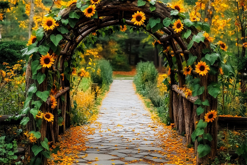 Walk Backdrop Fall Backdrop Sunflower Arch Garden Walk Backdrop LXX57-146