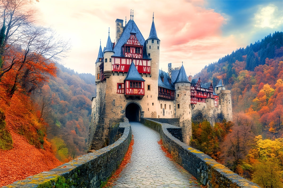 Autumn Backdrop Enchanted Twilight Castle Backdrop LXX57-153