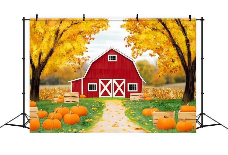 Barn Backdrop Barnyard Trail Fall Forest Backdrops LXX57-162