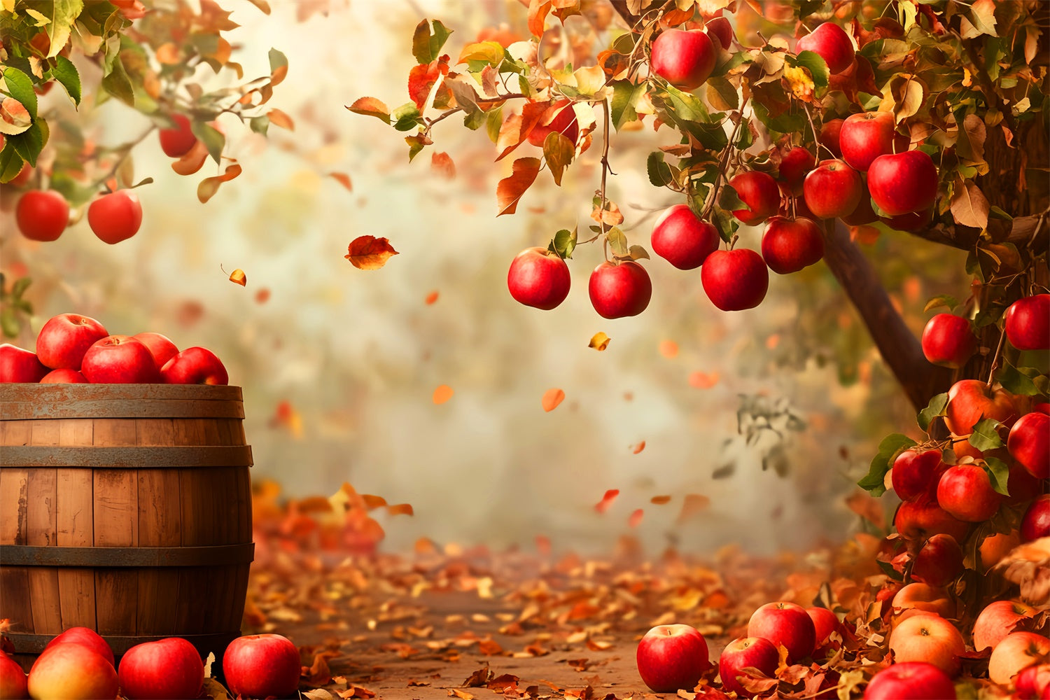 Autumn Backdrop Falling Leaves Apple Grove Backdrop LXX57-170