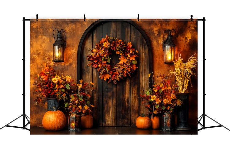 Autumn Photo Backdrop Harvest Wreath Door Backdrop LXX57-174