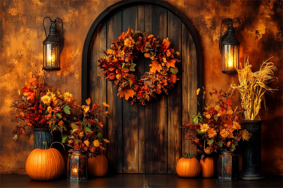 Autumn Photo Backdrop Harvest Wreath Door Backdrop LXX57-174