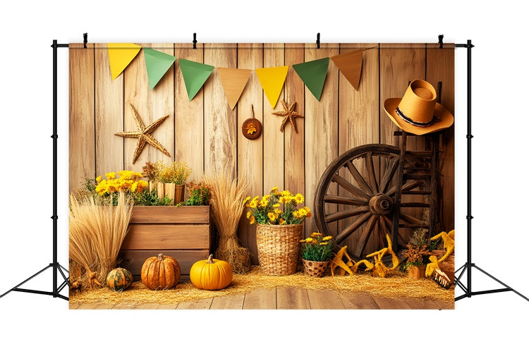 Fall Photography Backdrops Wooden Wall Flower Backdrop LXX57-176