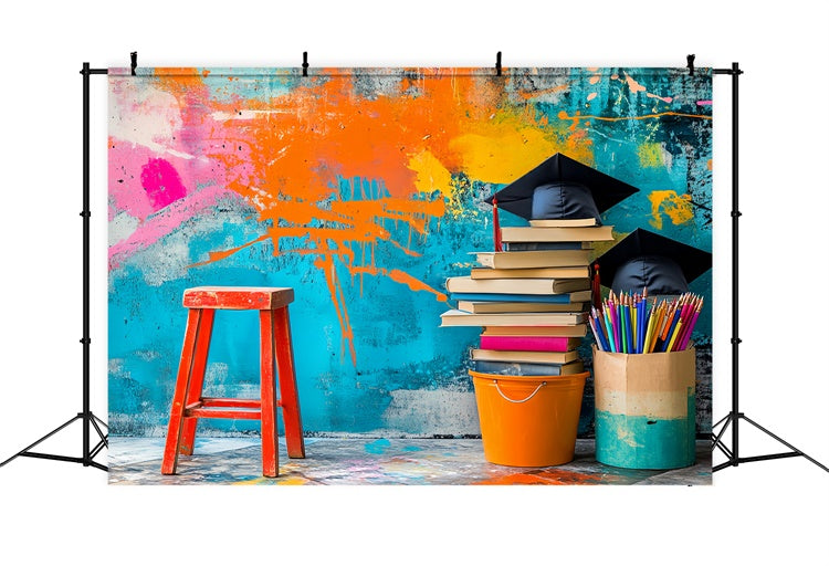 School Picture Backdrop Graffiti Wall Study Backdrop LXX57-18