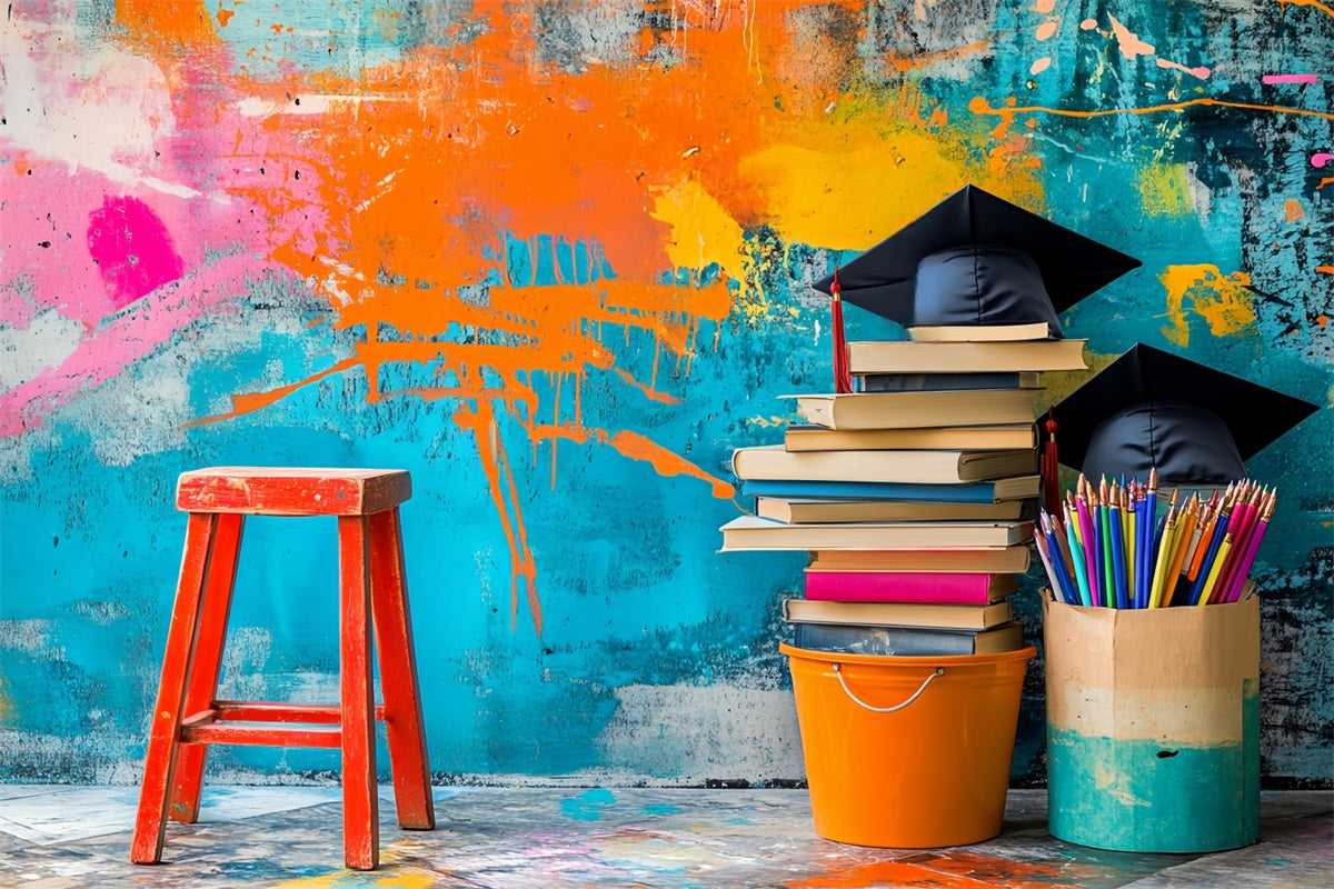 School Picture Backdrop Graffiti Wall Study Backdrop LXX57-18