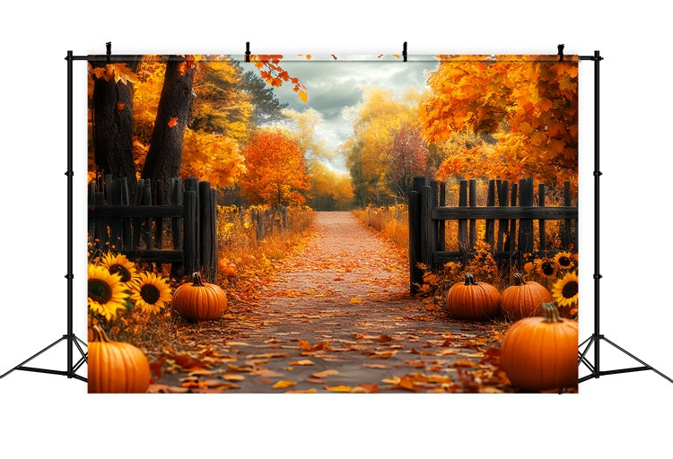 Fall Backdrop Rustic Fence Harvest Forest Photo Backdrop LXX57-181