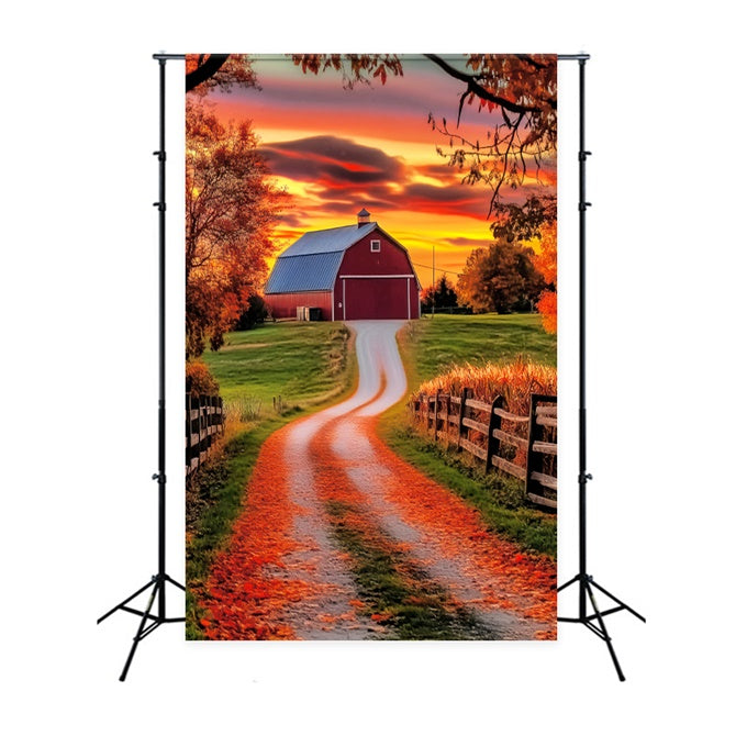 Sunset Photo Backdrop Rustic Barn Glow Fall Backdrop LXX57-184