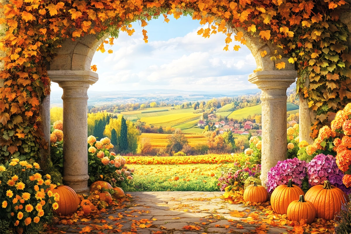 Fall Backdrop Rustic Arched Garden View Backdrop LXX57-185