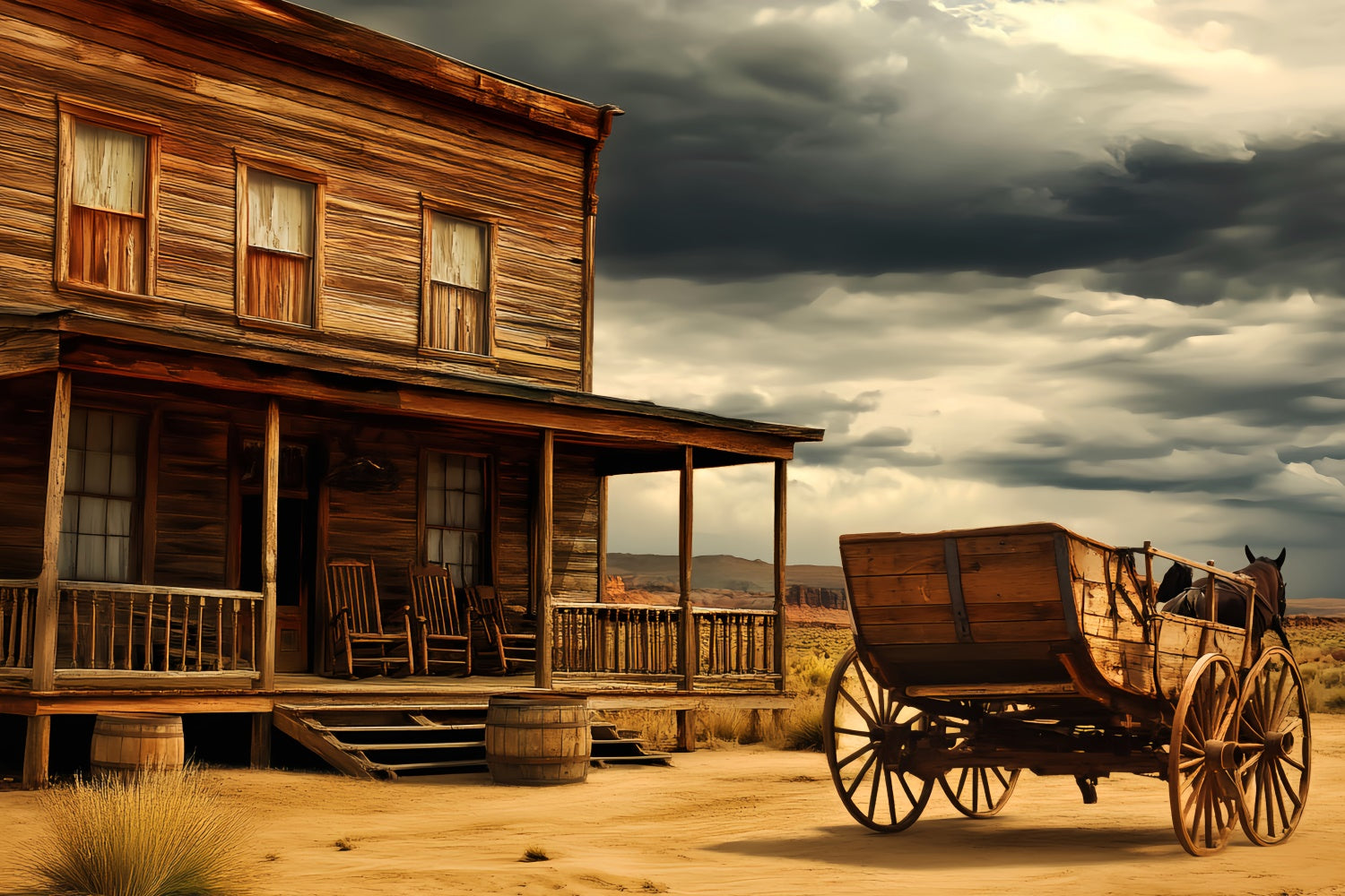 Vintage Photography Backdrop Western Desert Cabin Backdrop LXX57-187