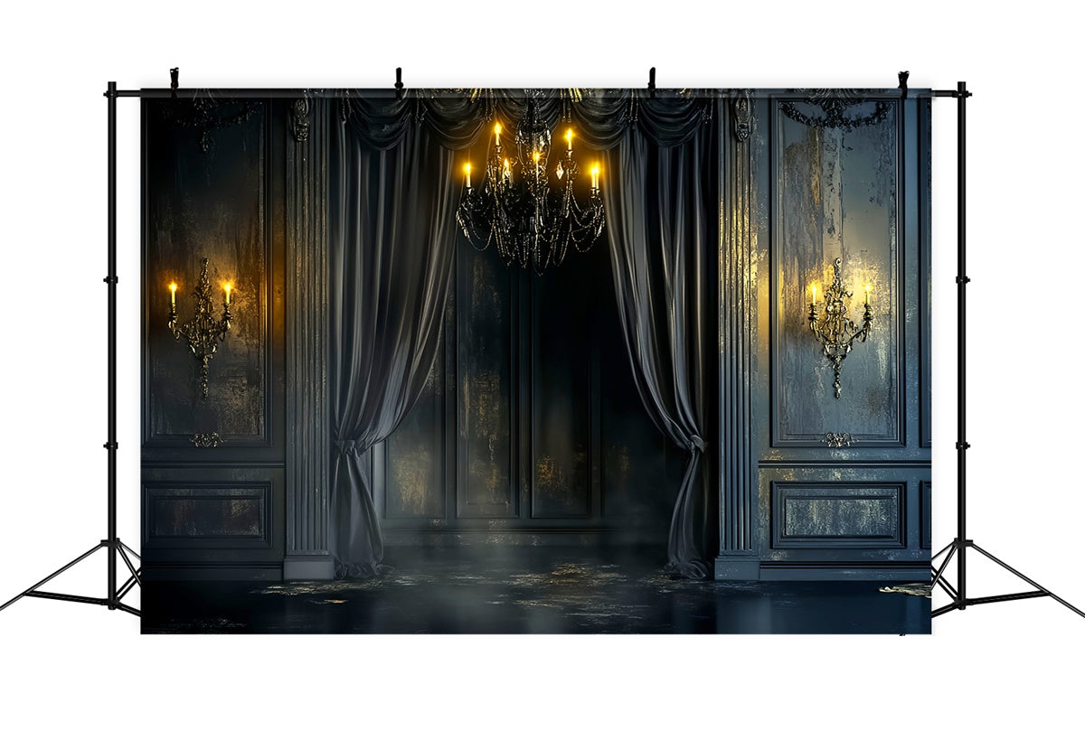 Baroque Backdrop Black Velvet Candlelight Vintage Backdrop LXX57-188