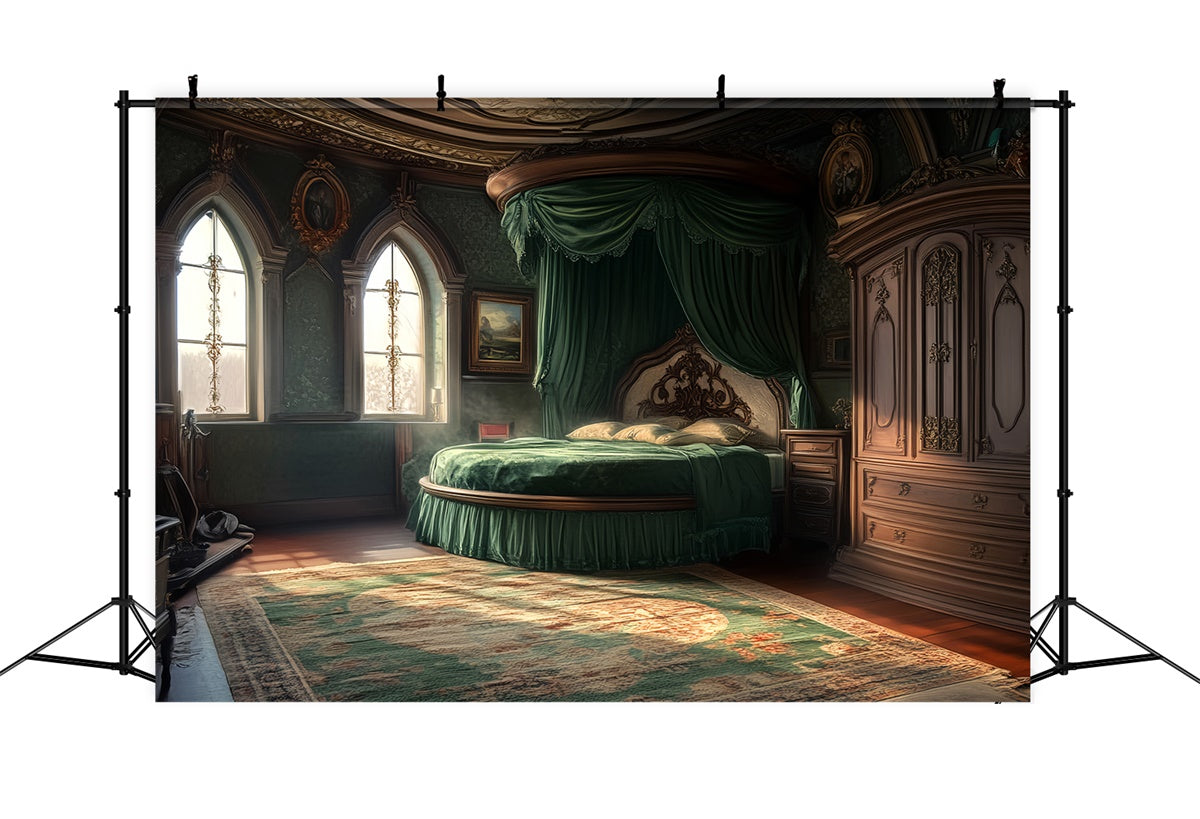Victorian Backdrop Regal Emerald Bedroom Vintage Backdrop LXX57-204