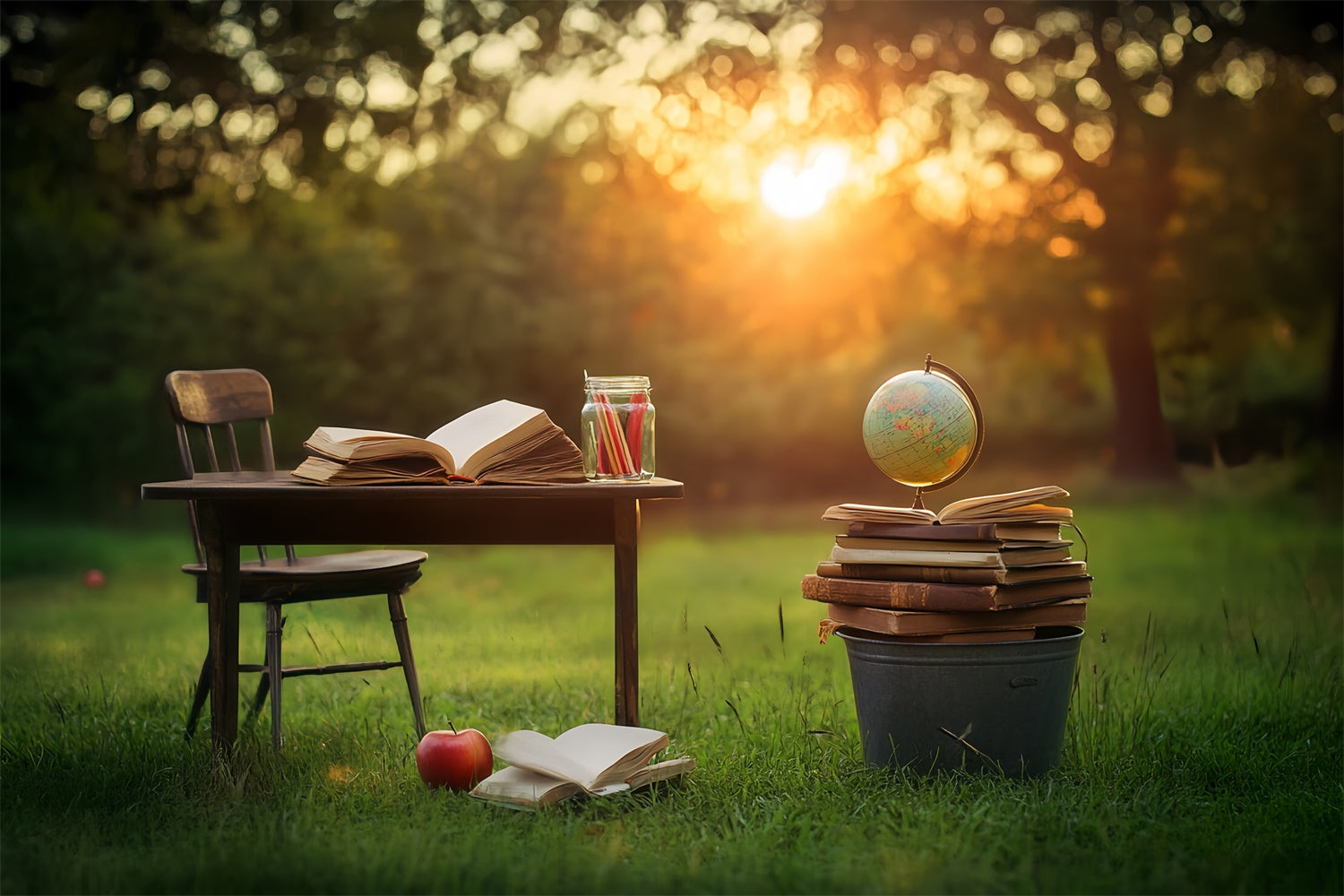 Back To School Photo Backdrop Golden Hour Learning Backdrop LXX57-21