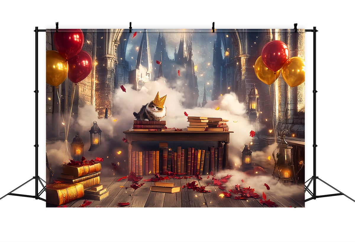 Vintage Photo Backdrop Whimsical Castle Library Backdrop LXX57-219