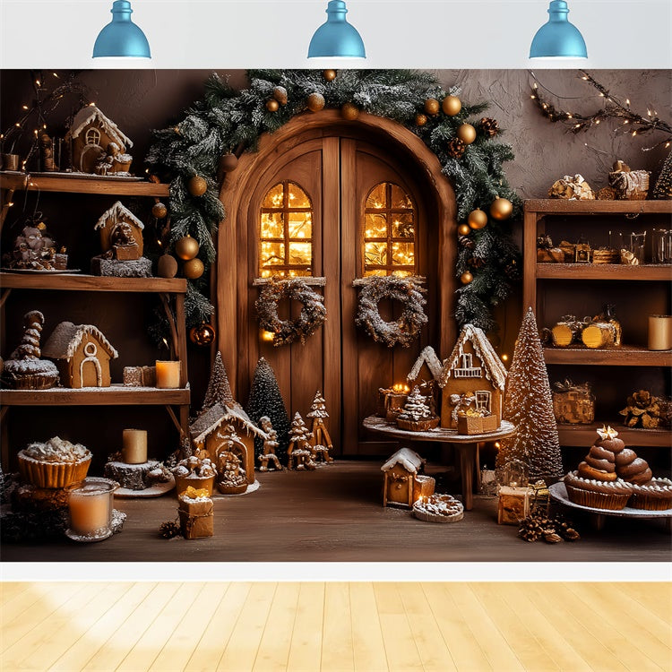 Vintage Christmas Backdrop Gingerbread Village Backdrop LXX57-222