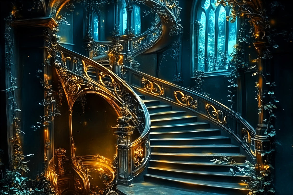 Antique Backdrop Golden Dream Stairwell Vintage Backdrops LXX57-225