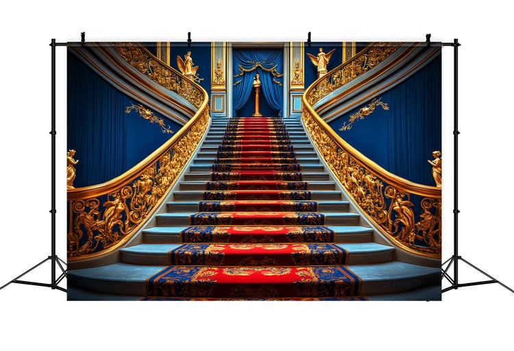 Vintage Backdrop Royal Blue Grand Staircase Backdrop LXX57-234