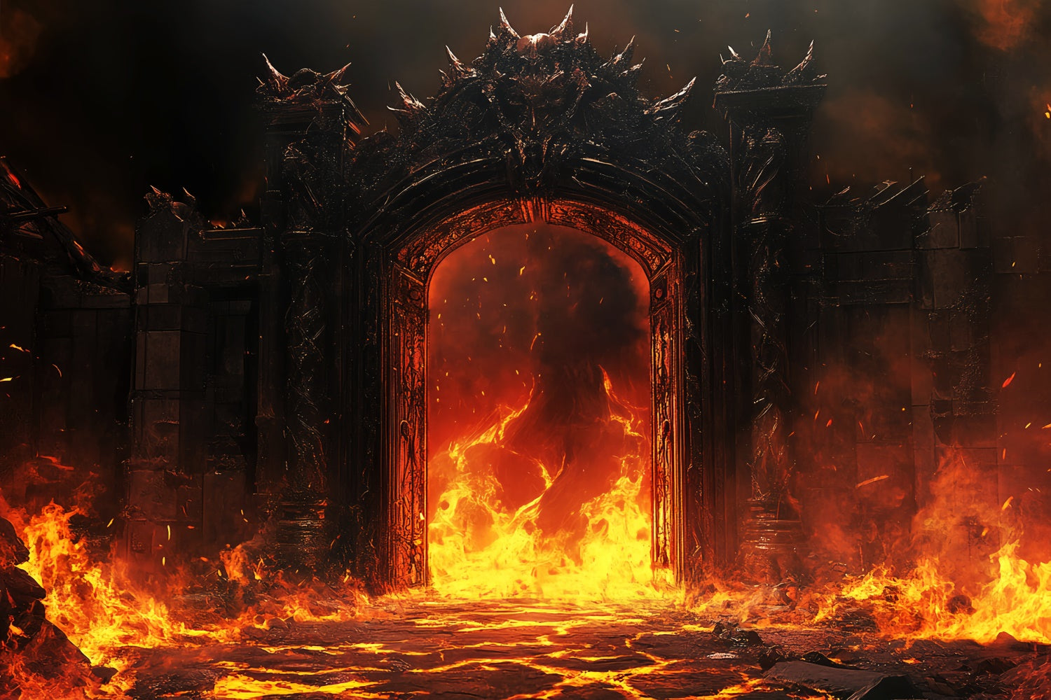 Vintage Photo Backdrops Cursed Flame Archway Backdrop LXX57-235