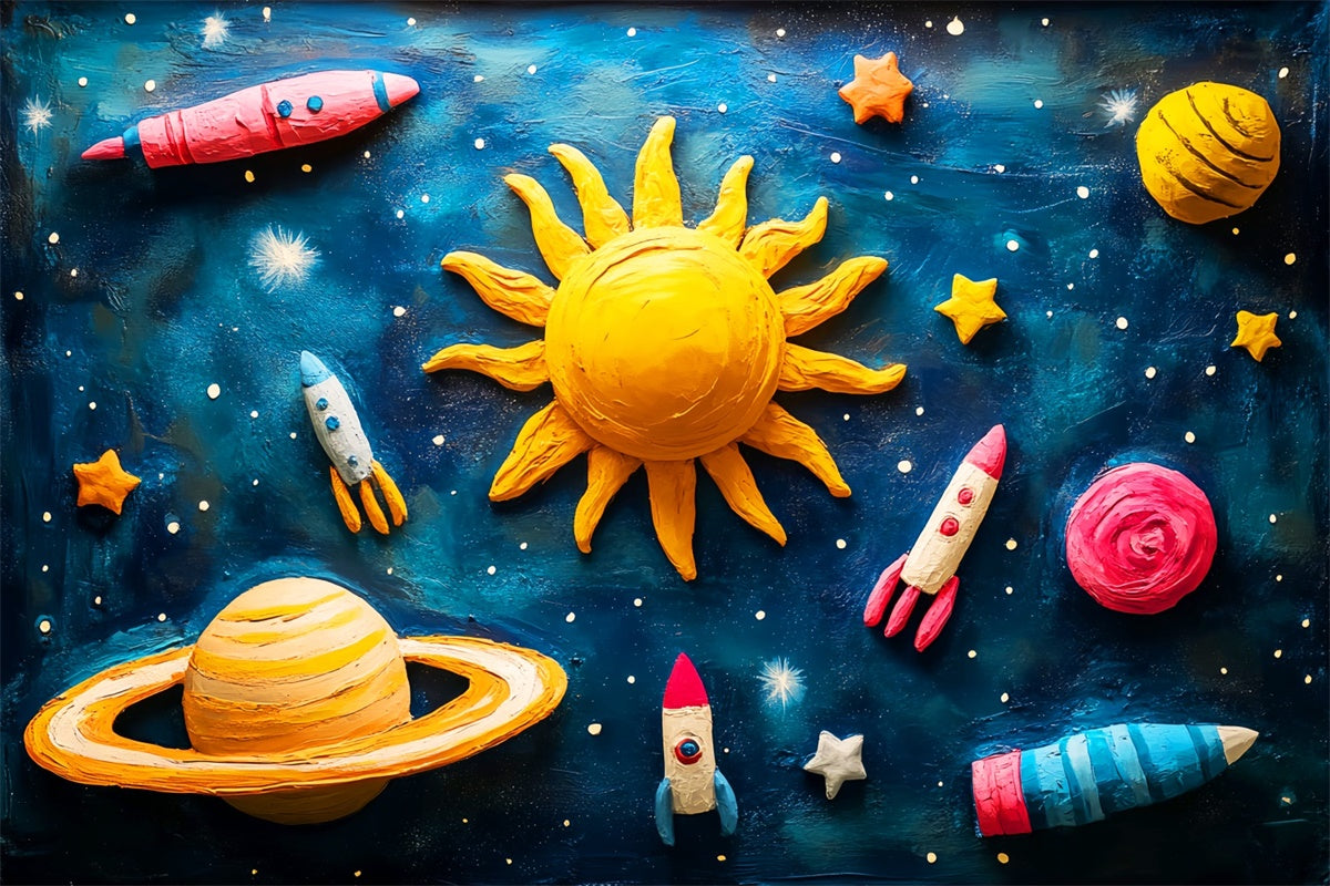 Back To School Photo Backdrop Clay Art Universe Backdrop LXX57-26