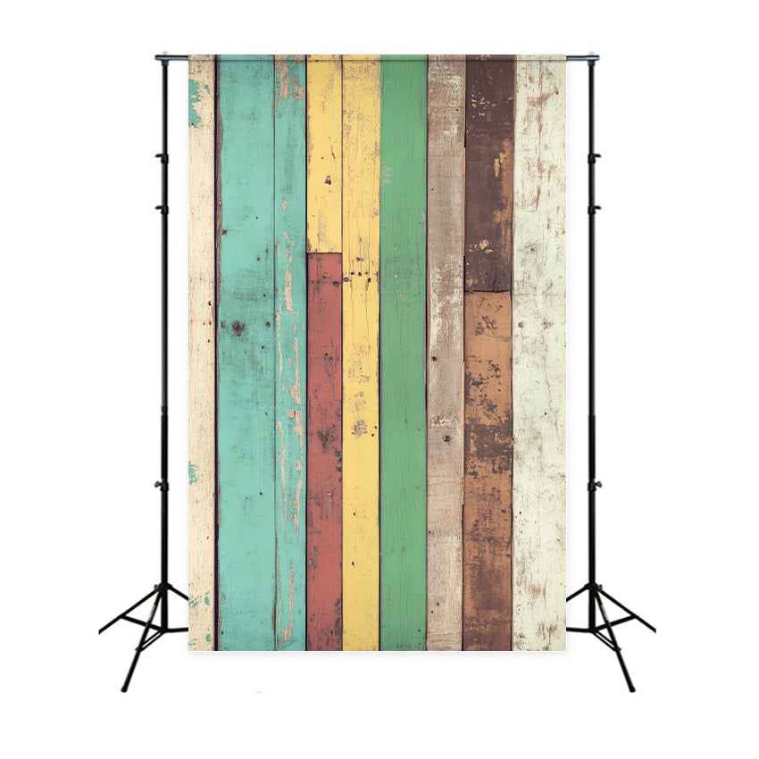 Rustic Wood Backdrop Weathered Rainbow Timber Backdrop LXX57-291