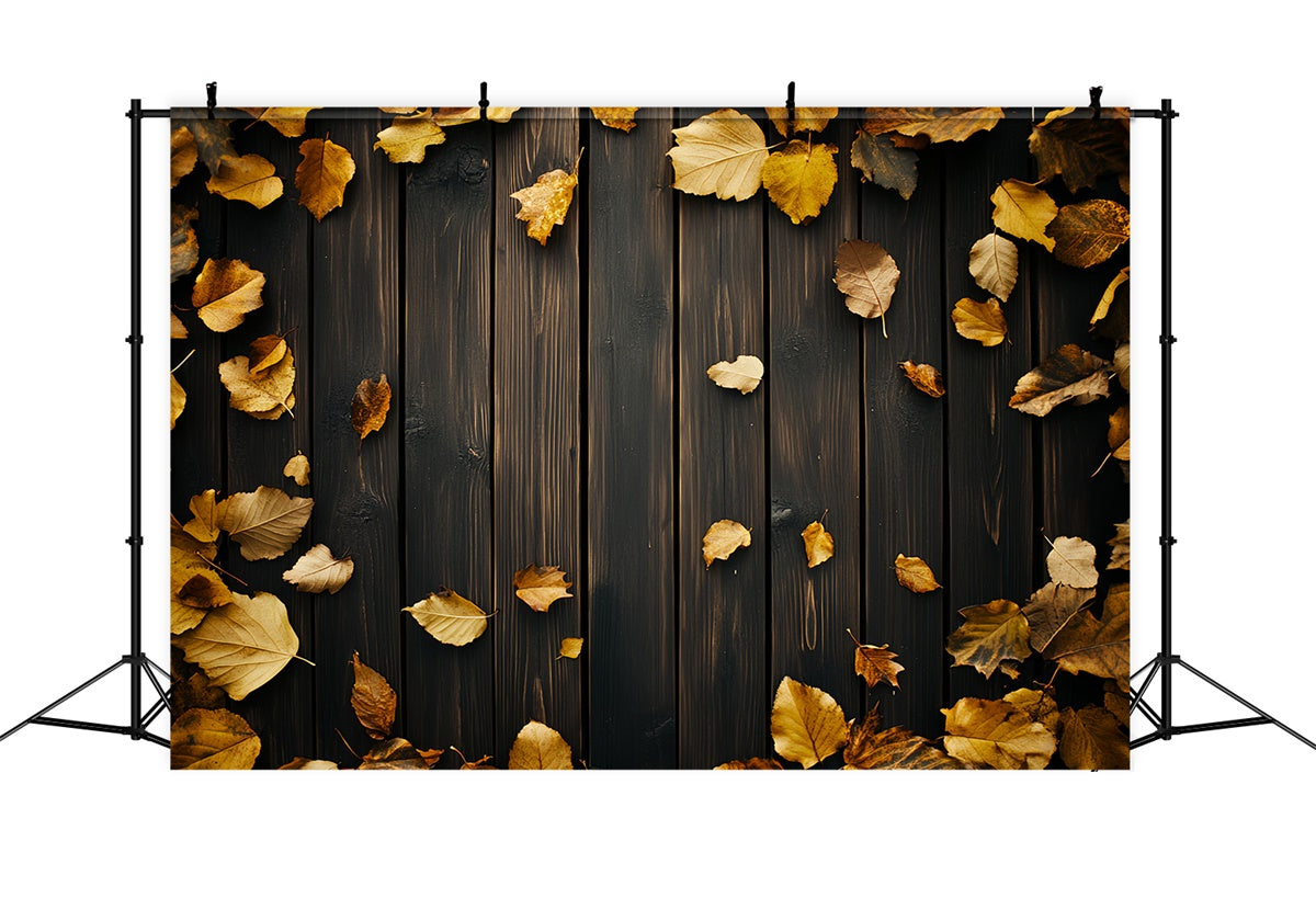 Dark Wood Backdrop Golden Leaves Walnut Backdrop LXX57-299