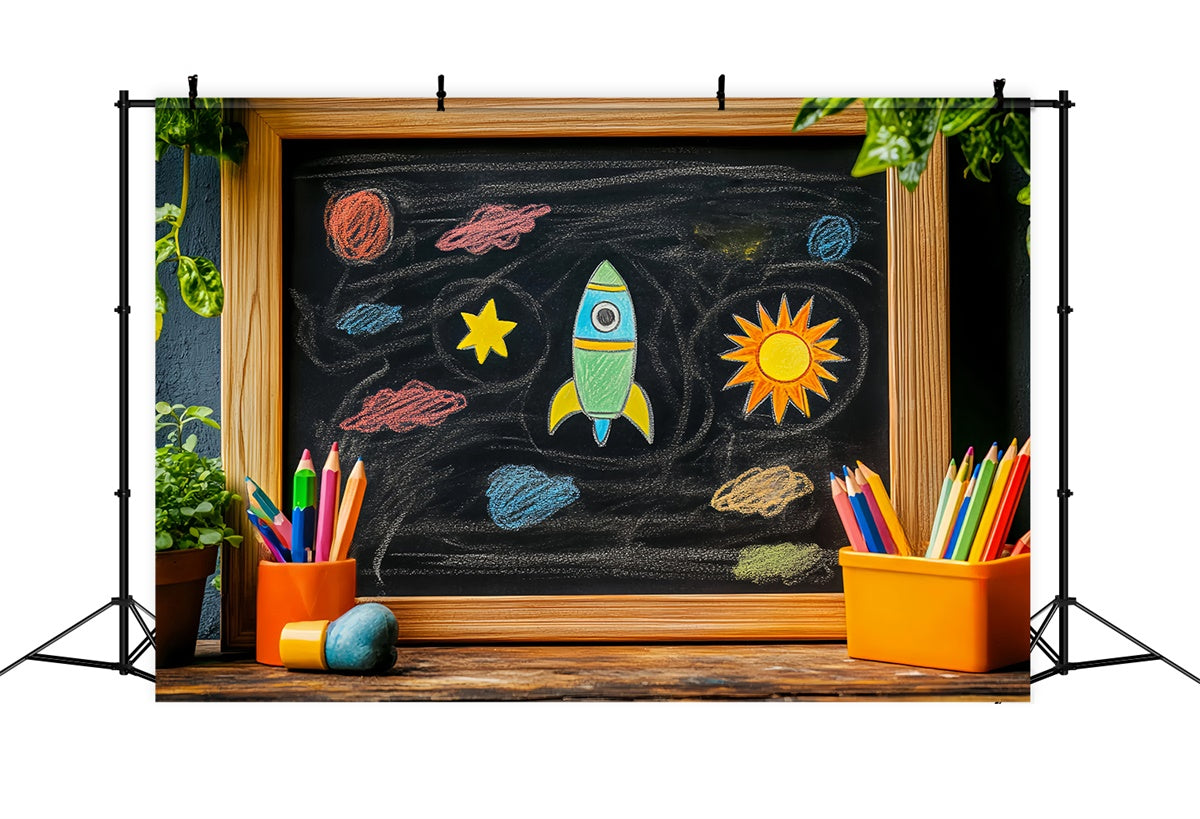 Back To School Photo Backdrop Outer Space Doodle Backdrop LXX57-30