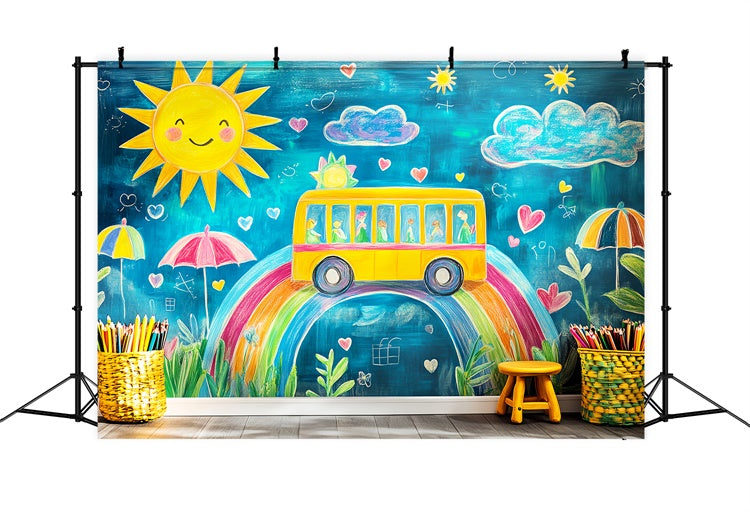Back To School Backdrop Happy Bus Adventure Backdrop LXX57-32