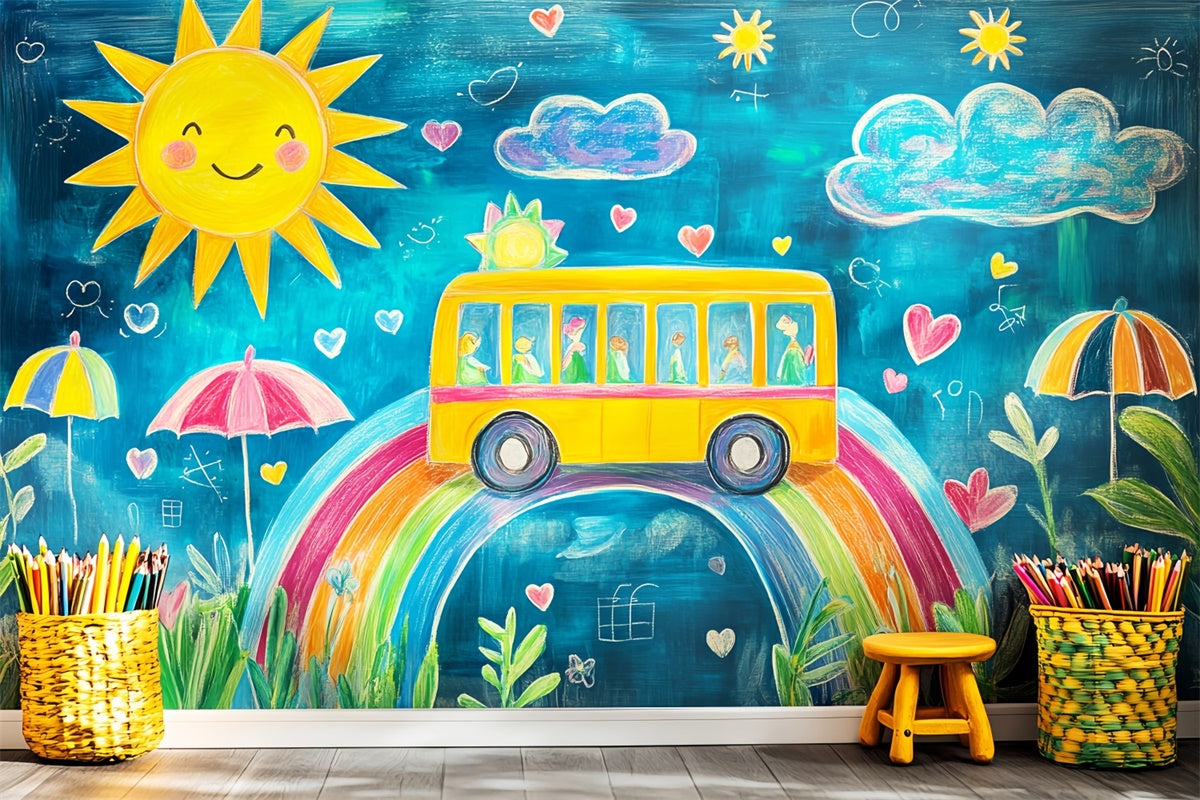 Back To School Backdrop Happy Bus Adventure Backdrop LXX57-32
