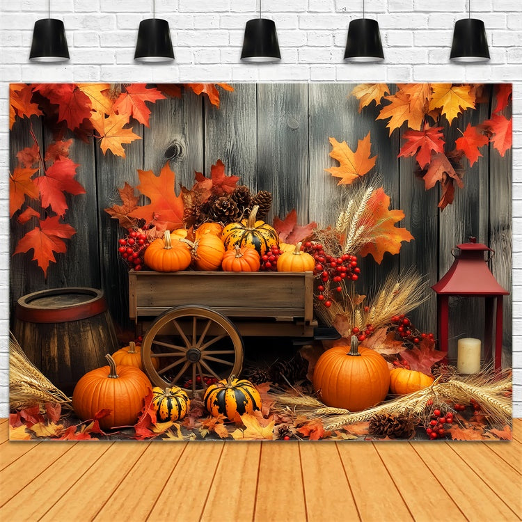 Thanksgiving Backdrop Pumpkin Cart Harvest Autumn Backdrop LXX57-324
