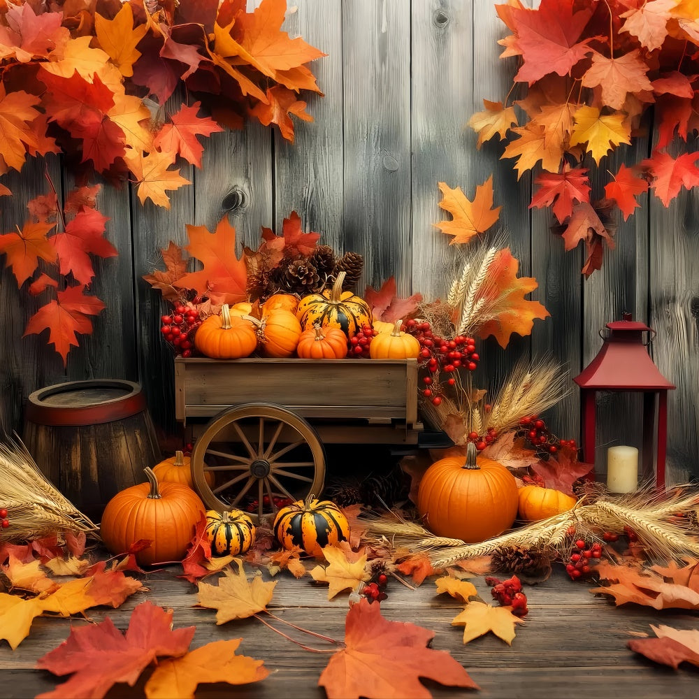 Thanksgiving Backdrop Pumpkin Cart Harvest Autumn Backdrop LXX57-324
