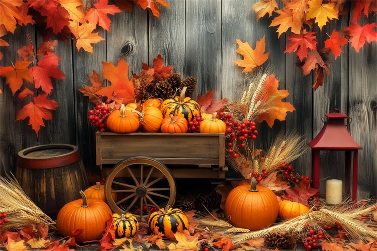 Thanksgiving Backdrop Pumpkin Cart Harvest Autumn Backdrop LXX57-324