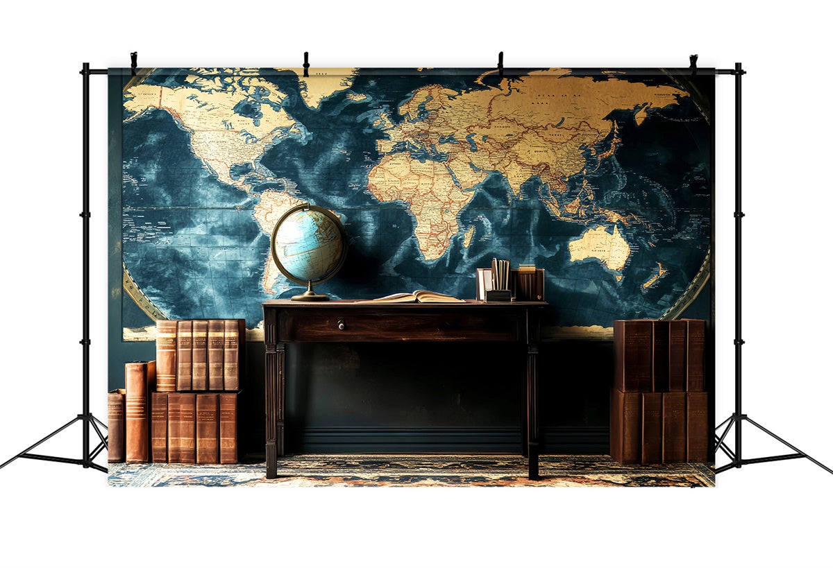 Classroom Backdrops Retro Classroom Map Setting Backdrop LXX57-33