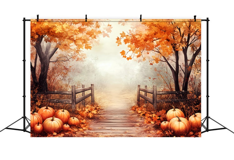 Thanksgiving Backdrops Misty Maple Forest Trail Backdrop LXX57-336